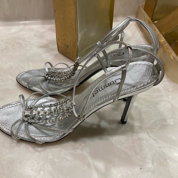 Gunmetal Rhinestone and Silver Evening Heels, Beautiful, Sz 8.5 / 39 - Picture 9 of 16